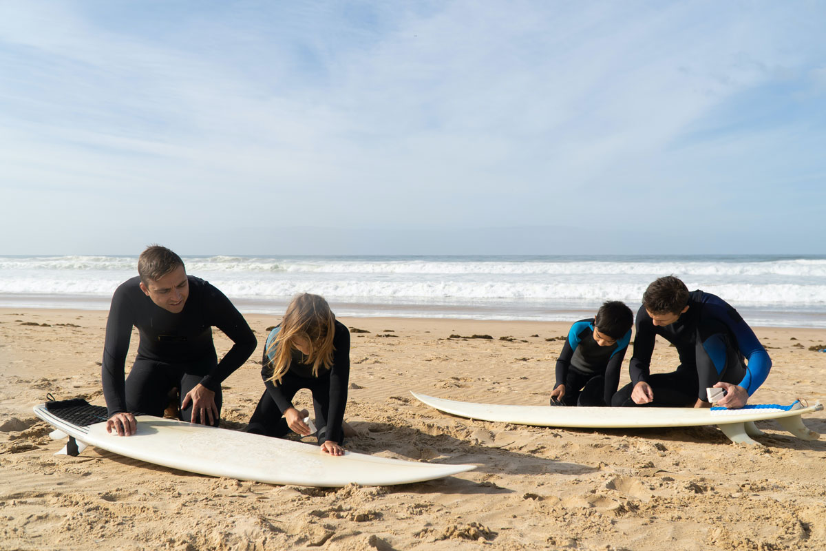 Surfing and the environment: surfers on the beach